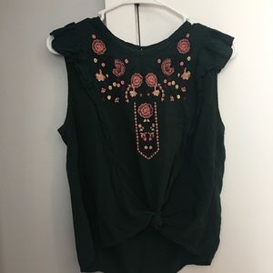 Dark Forest Green Embroidered Blouse